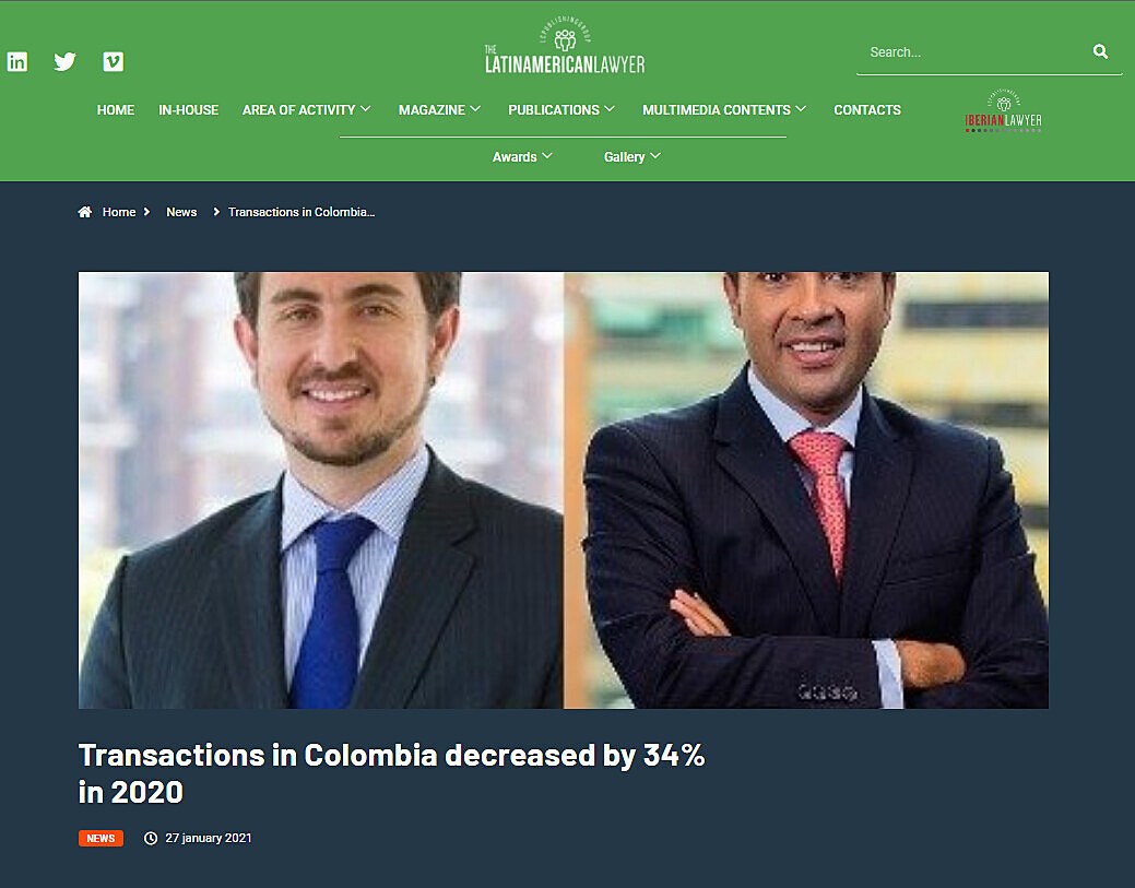 Transactions in Colombia decreased by 34% in 2020